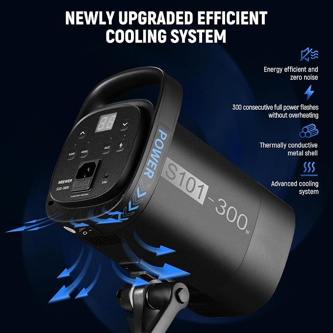NEEWER 600Ws Studio Monolight Flash Light Kit: 2 Pack S101-300W 5600K Strobe - Image 5
