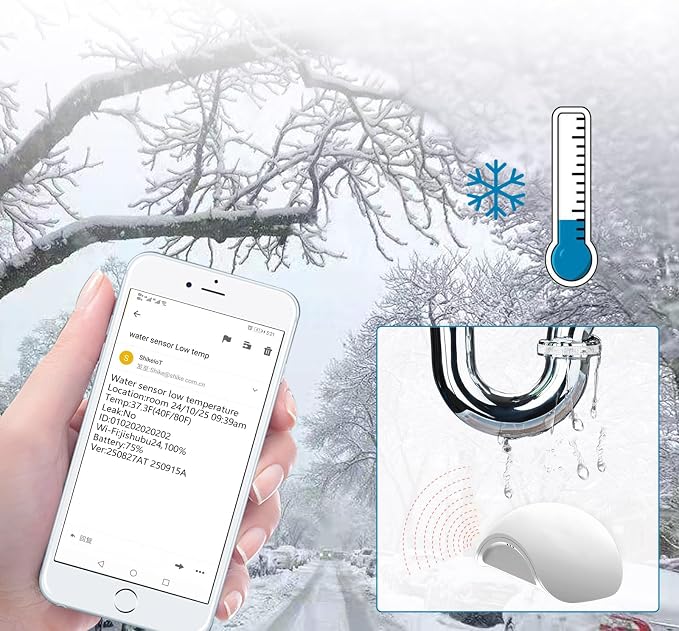 Water Leak Sensor Alarm Temperature Wireless Mini Flood Detector - Image 4