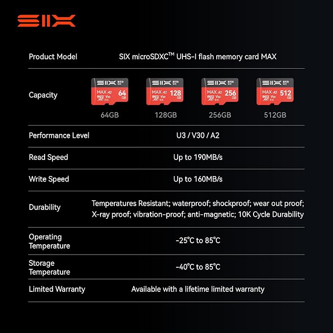 SIX M200 64GB Micro SD Card Read Up to 190MB/s - Image 9