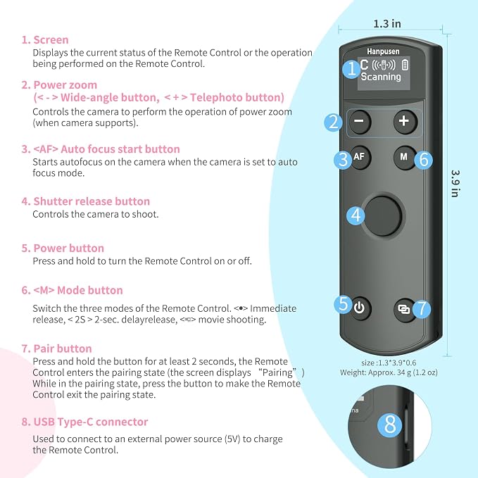 for Canon Rechargeable Camera Remote Control, Wireless Shutter Release - Image 5