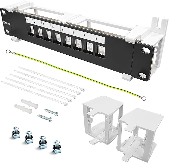 8 Port Blank Keystone Patch Panel Wall Mount 10inch by Enmane