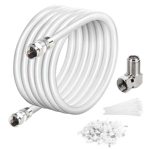 Elecan 40 Ft RG6 Coaxial Coax Cable Connectors Set, Quad Shielded High-Speed by Elecan