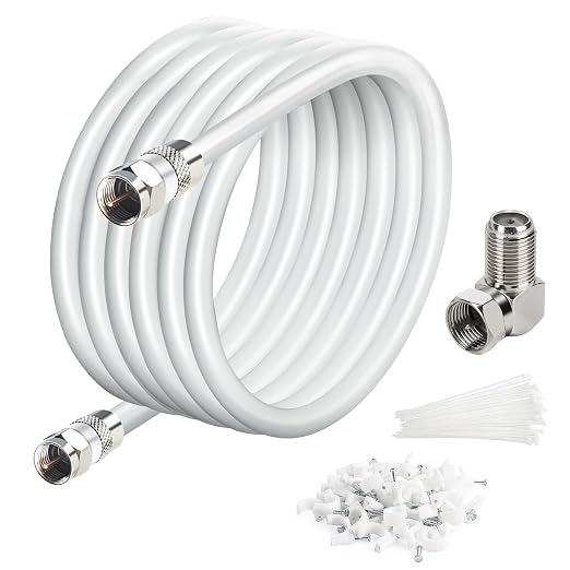 Elecan 50 Ft RG6 Coaxial Coax Cable Connectors Set, Quad Shielded High-Speed by Elecan