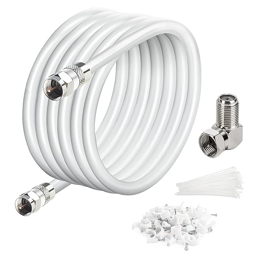 Elecan 20 Ft RG6 Coaxial Coax Cable Connectors Set, Quad Shielded High-Speed by Elecan