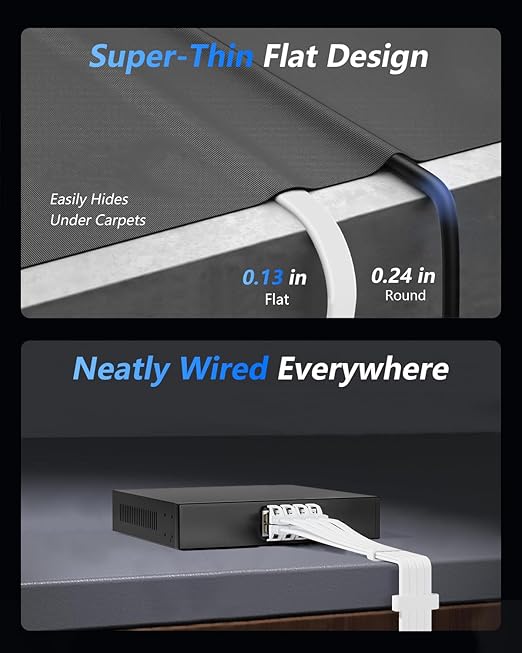 BUSOHE Cat 8 Ethernet Cable 150 FT, 40Gbps 2000Mhz High Speed Flat Cat8 Cable - Image 4