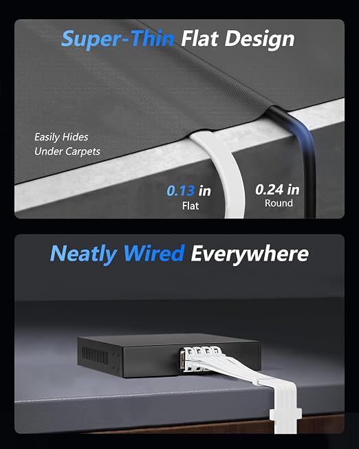 BUSOHE Cat 8 Ethernet Cable 35 FT, 40Gbps 2000Mhz High Speed Flat Cat8 Cable - Image 4