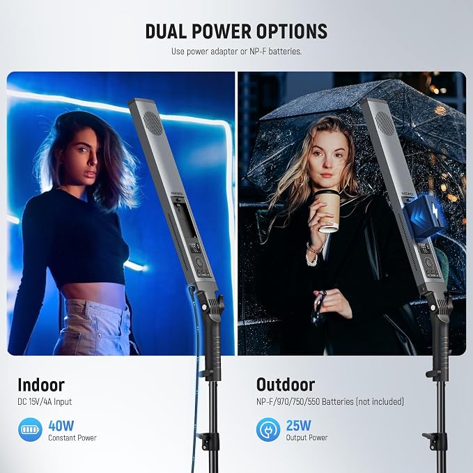 NEEWER Handheld 2.4G LED Video Light Stick Kit, Upgraded 40W Dimmable - Image 5