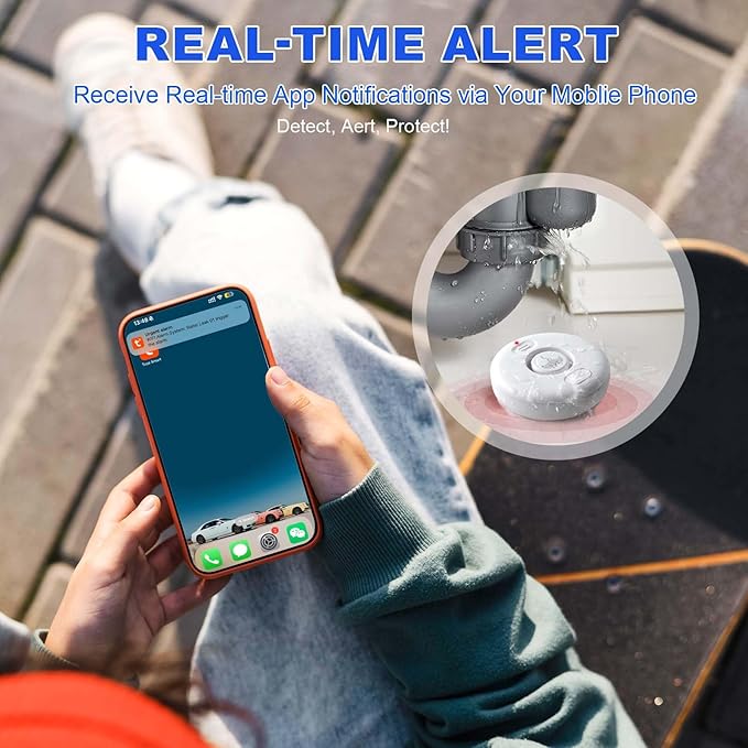 WiFi Water Leak Detectors 5 Pack, 120dB Adjustable Loud Water Leak Sensor - Image 4