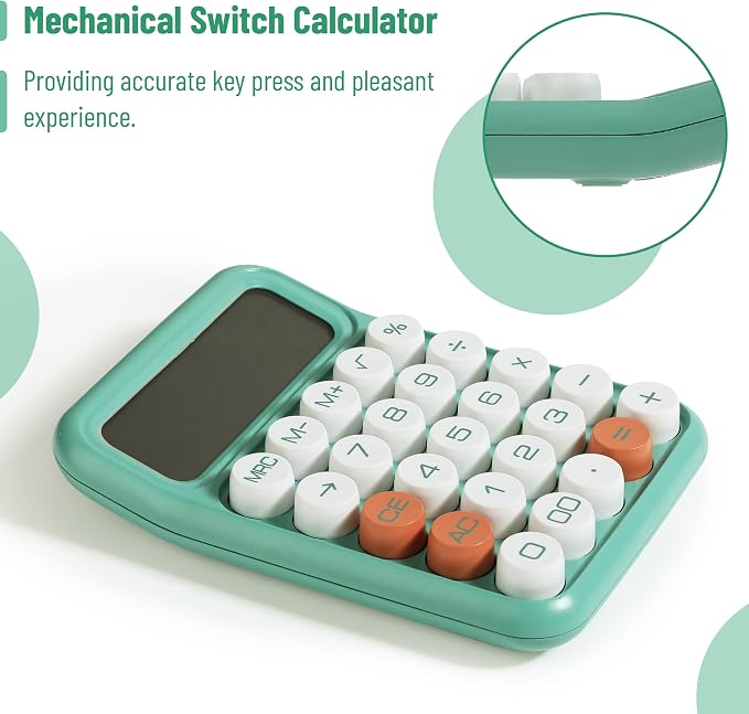 Mr. Pen- Mechanical Switch Calculator, 12 Digit Large LCD Display, Earthy Green - Image 3