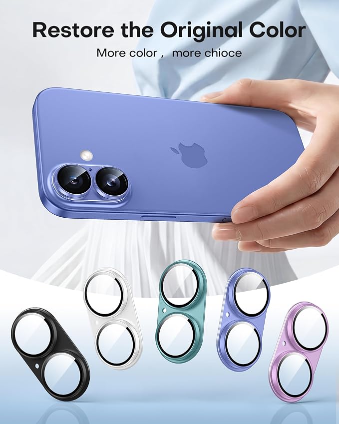 TAURI 2 Pack for iPhone 16/16 Plus Camera Lens Protector, Full Coverage - Image 7
