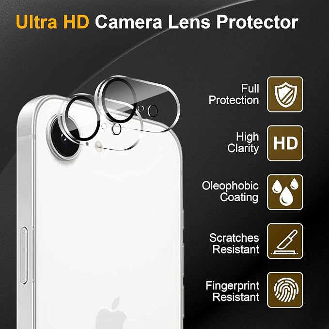 3 Pack Camera Lens Protector for iPhone 17e, Tempered Glass, Anti-Fingerprint - Image 5