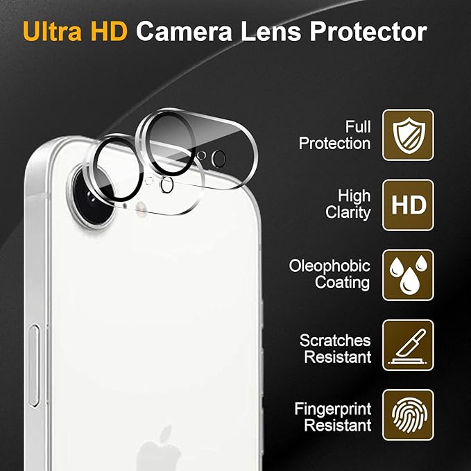 3 Pack Camera Lens Protector for iPhone 16e / iPhone 17e, Tempered Glass - Image 5