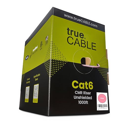 trueCABLE Cat6 Riser, 23AWG 4 Pair Solid Bare Copper, ETL Listed, Unshielded by trueCABLE