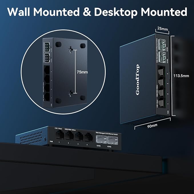 6 Port 2.5Gb Web Managed Switch, 4 x 2.5GbE Ports, 2 x 10G SFP+, Web Managed - Image 8