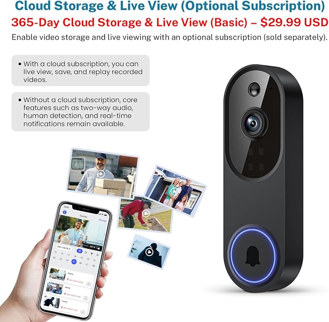 Guggre Doorbell Camera M52, Security Camera Outdoor/Indoor, 1080 HD - Image 7