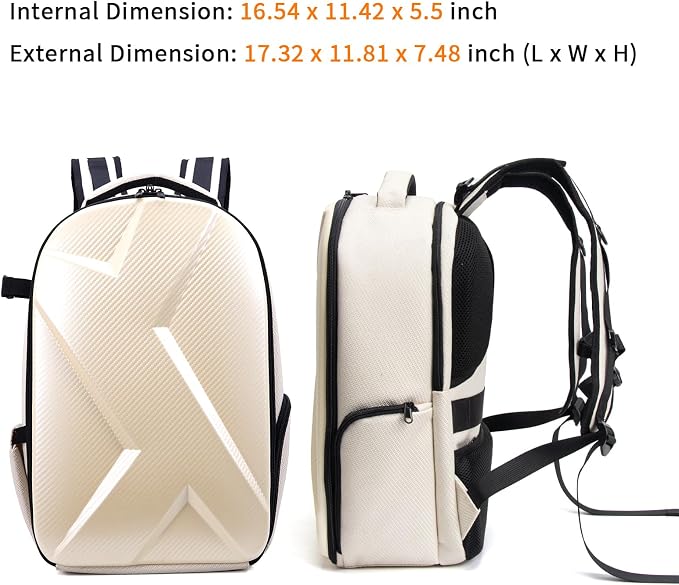 Camera Backpack Hard Shell Imitation Carbon Fiber DSLR, Waterproof Shockproof - Image 9