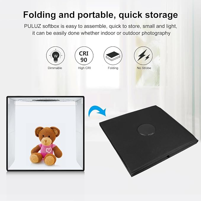 PULUZ Portable Photo Studio Light Box, 50cm x 50cm Photography Light Tent - Image 3