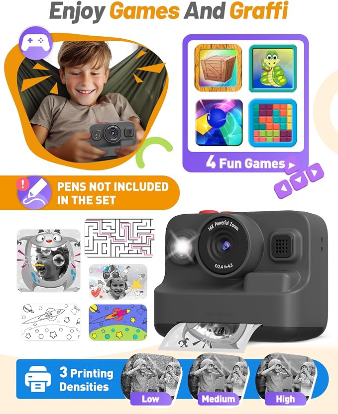Yehtta Kids Camera Instant Print, Dual-Lens Front Rear Selfie Camera - Image 5
