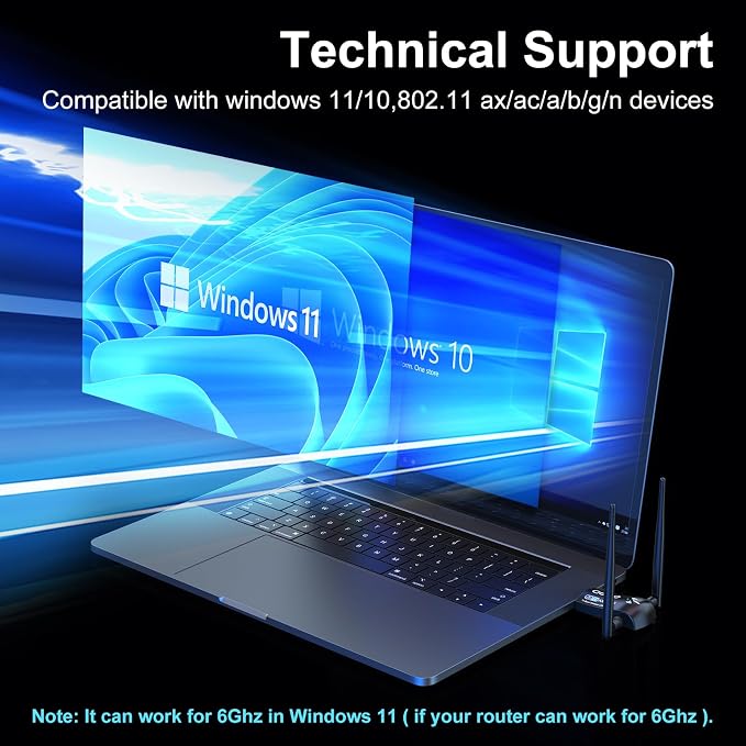 Tri-Band WiFi 6E Adapter for Desktop PC: QGOO USB 3.0 Axe 5400 Wireless Network - Image 6