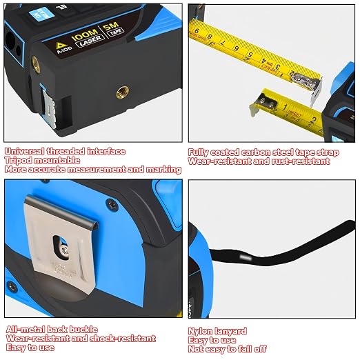 tape measure 4-in-1 laser Digital Measuring Tape & 60m/197ft Laser Distance - Image 8