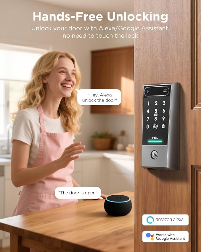 TCL Smart Lock D2 Pro, Palm Vein Keyless Entry Deadbolt, Wi-Fi Keypad Door Lock - Image 4