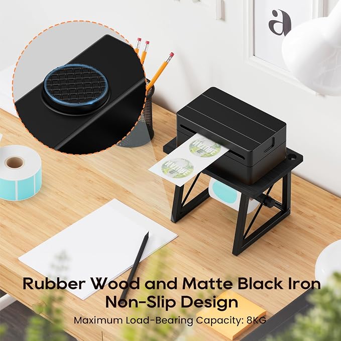 Label Holder for Rolls and Fan-fold Labels, Wooden Label Stand for Shipping - Image 5