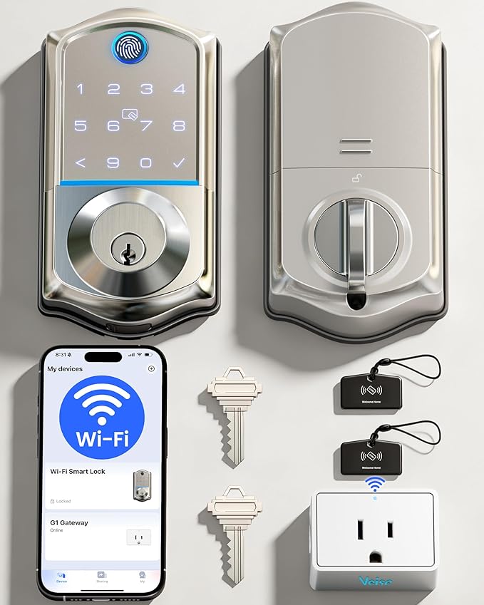 Veise VE017G Wi-Fi Keyless Entry Door Lock, App Remote & Voice Control by Veise