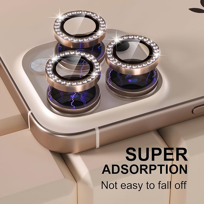 Misea Compatible for iPhone 16 Pro/iPhone 16 Pro Max Camera Lens Protector Bling - Image 6