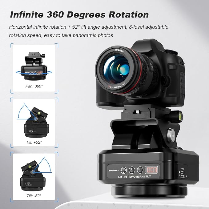 Soonpho M4 Pro Motorized Tripod Head, Rotating Panoramic Control 360° Pan Tilt - Image 6