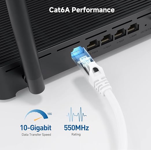 Cable Matters 10Gbps Snagless Short Shielded Cat 6A Ethernet Cable - 1ft - Image 3