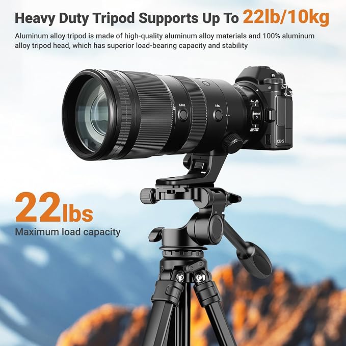 Joilcan 66" Travel Tripod for Camera, Aluminum Compact Tripod - Image 5