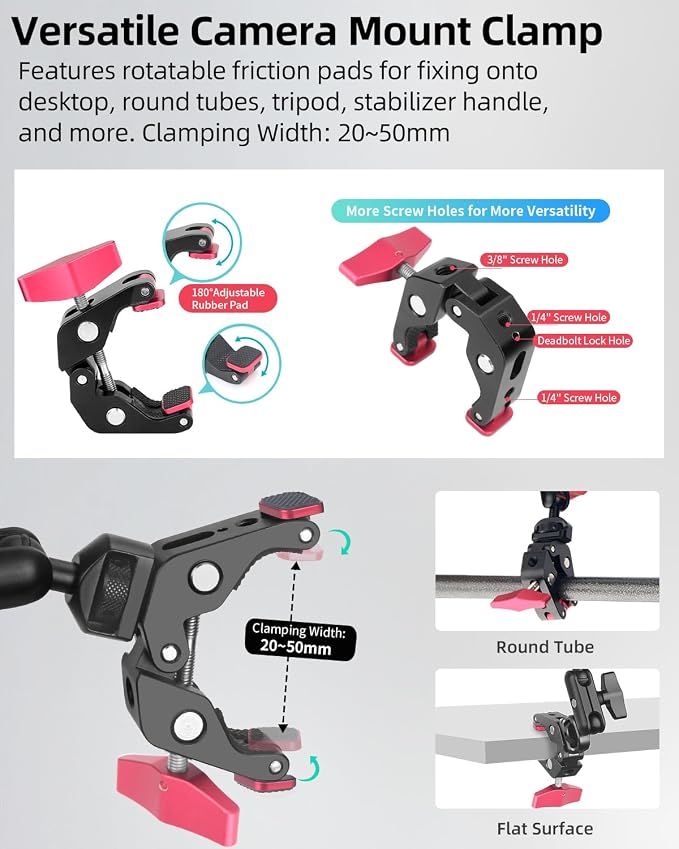 22" Magic Arm w Clamp Mount, Overhead Desk Phone Mount Stand, Adjustable - Image 7