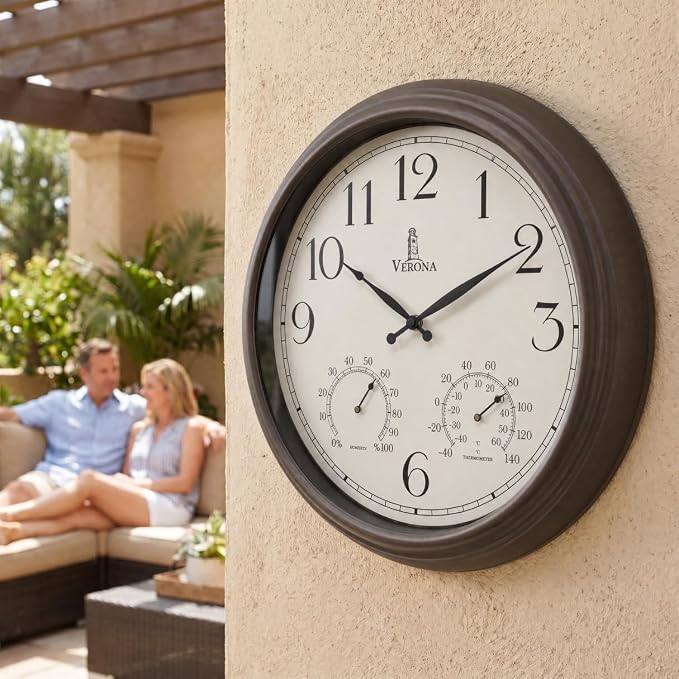 18 inch Outdoor Clocks for Patio Large Waterproof - Image 8