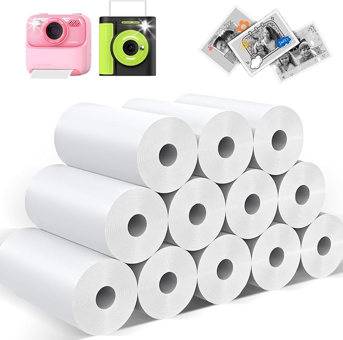 Mgaolo 12 Rolls Kids Instant Camera Print Refill Paper- Photo Printer Thermal by Mgaolo