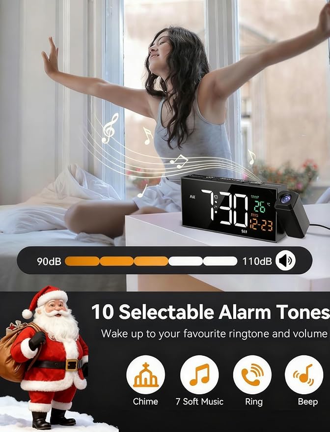 Netzu Projection Clock for Bedroom Ceiling, Alarm Clocks - Image 3