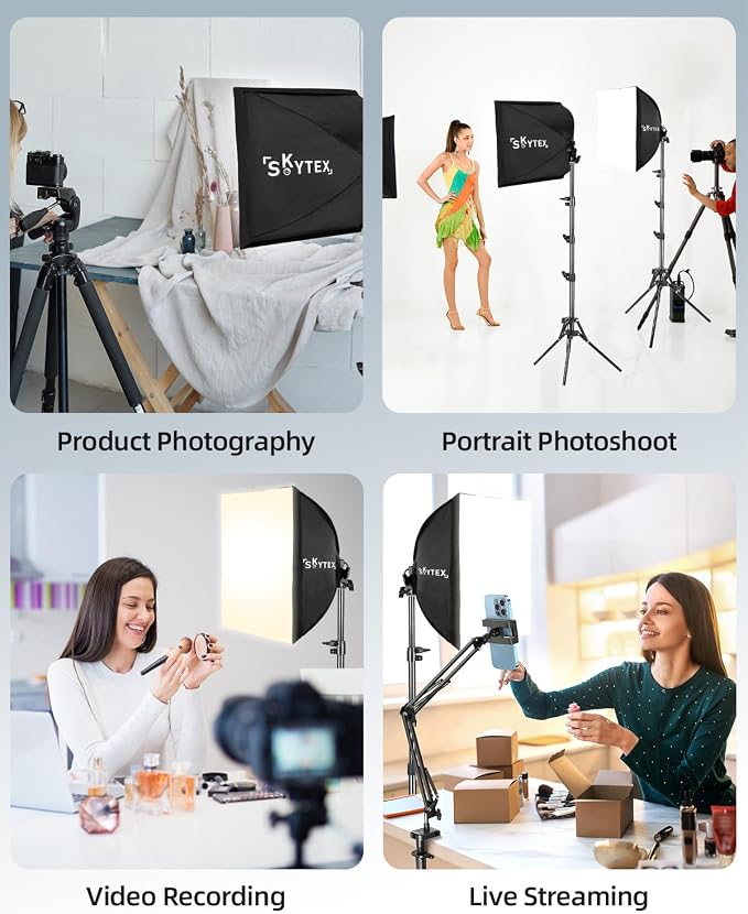 Skytex Softbox Lighting Kit 16x16in Soft Box 1Pack Upgrade 135W 2700-6400K - Image 5
