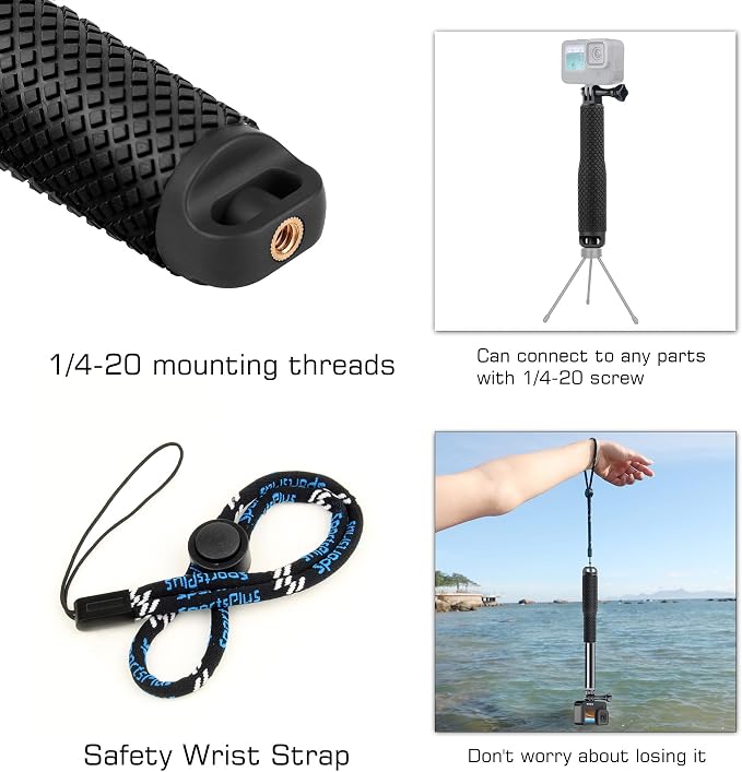 GEPULY Short Selfie Stick for GoPro/DJI/Insta360/AKASO Action Cameras - Image 5