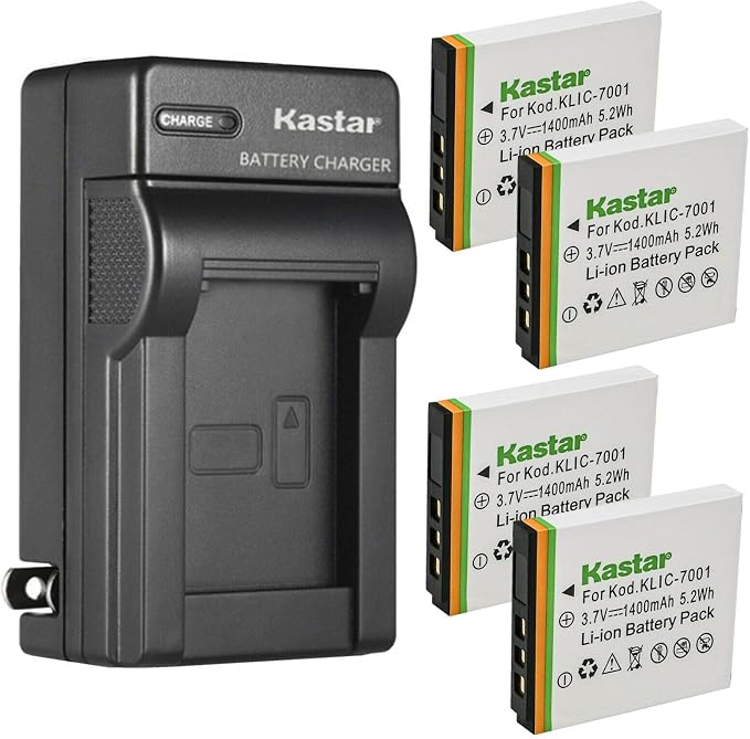 Kastar 4-Pack K7001 Battery and AC Wall Charger Replacement by Kastar