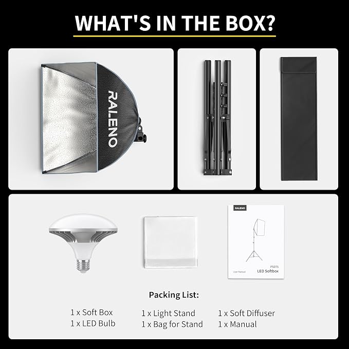 RALENO Softbox Photography Lighting Kit, Continuous Light - Image 8