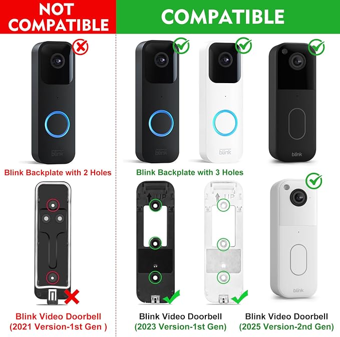 New No Drill Mount for Blink Video Doorbell Camera, Adhesive Blink Doorbell - Image 2