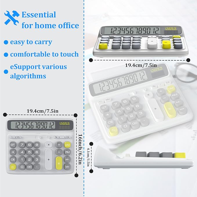 Desktop Calculator with Extra Large 5-Inch LCD Display, 12-Digit Two Way Power - Image 4