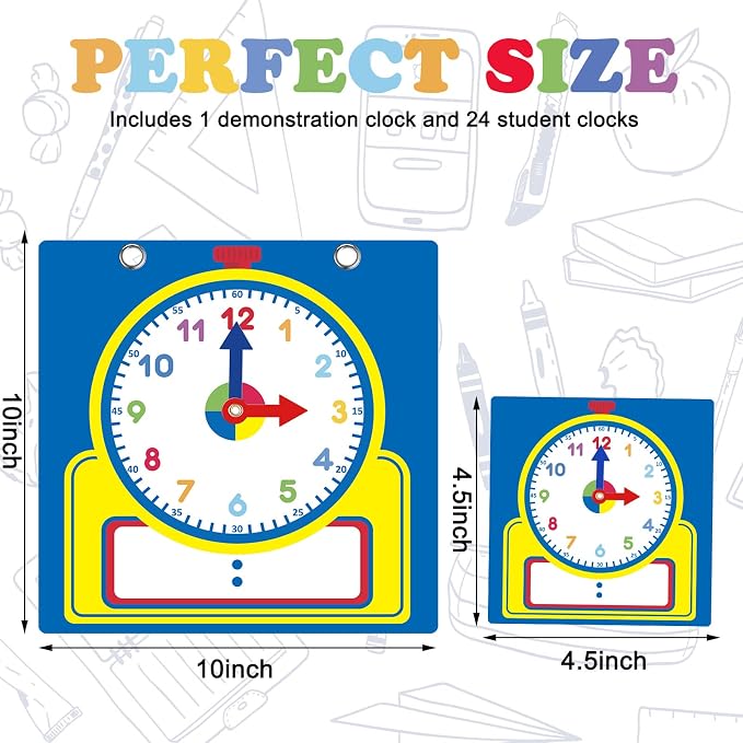 Junkin 25 Pcs Teaching Clock Kit, Learning Clocks - Image 2