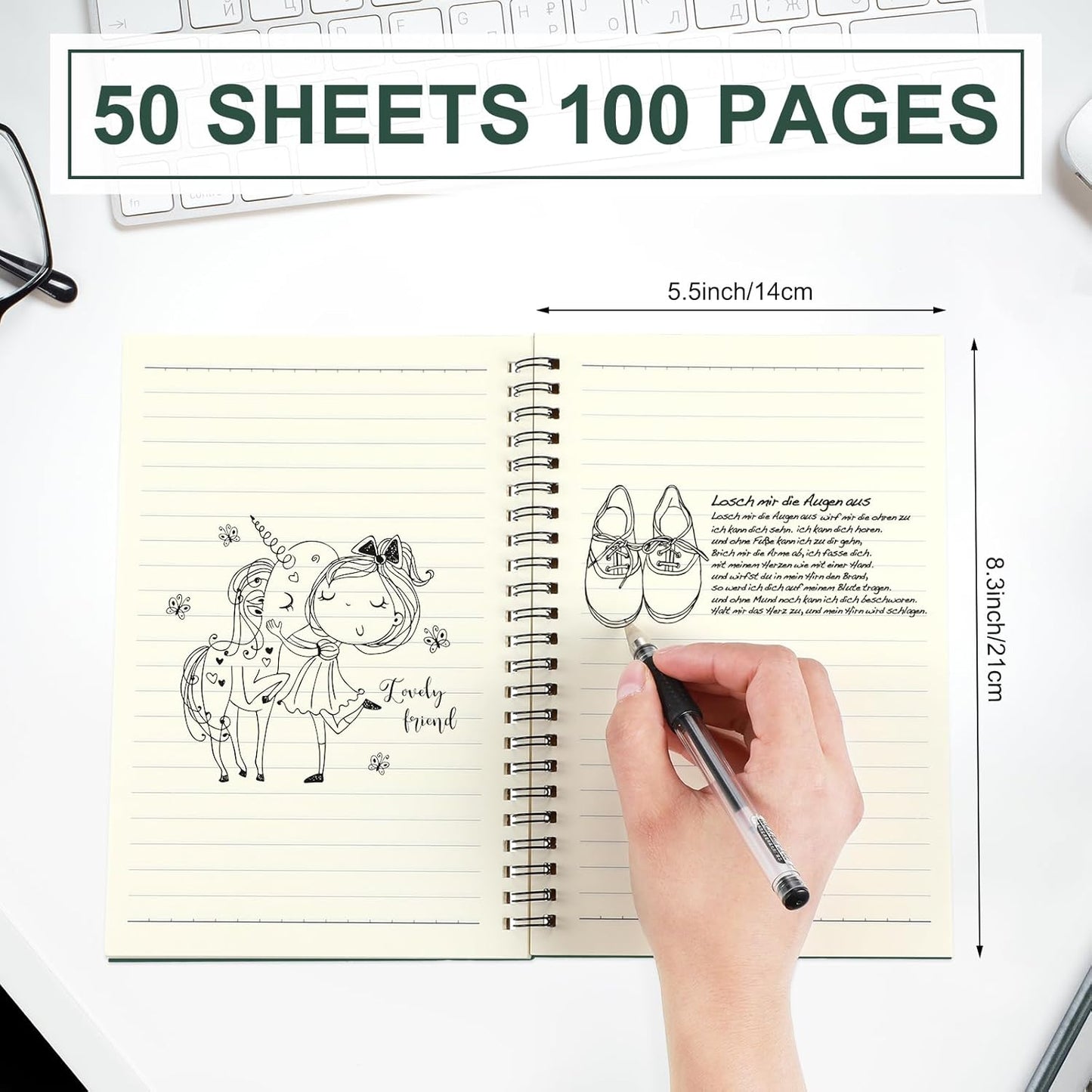 Yahenda Spiral Notebook Bulk A5 Journal Lined 8.3'' x 5.5'' Writing Composition Paper Small Notepad Subject Notebook for Students Office Business Back to School Supplies(Deep Green,36 Pcs)