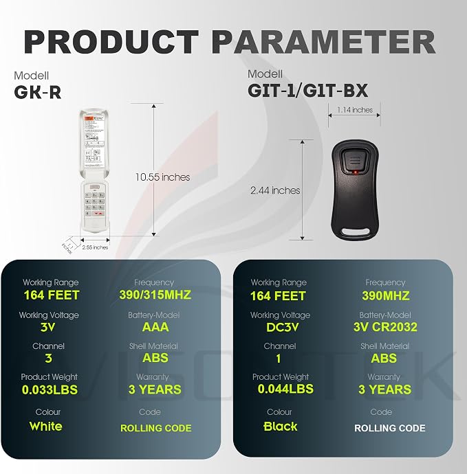 Avisontek GK-R G1T-BX for Genie Garage Door Opener Keypad Remote, Replacement - Image 8
