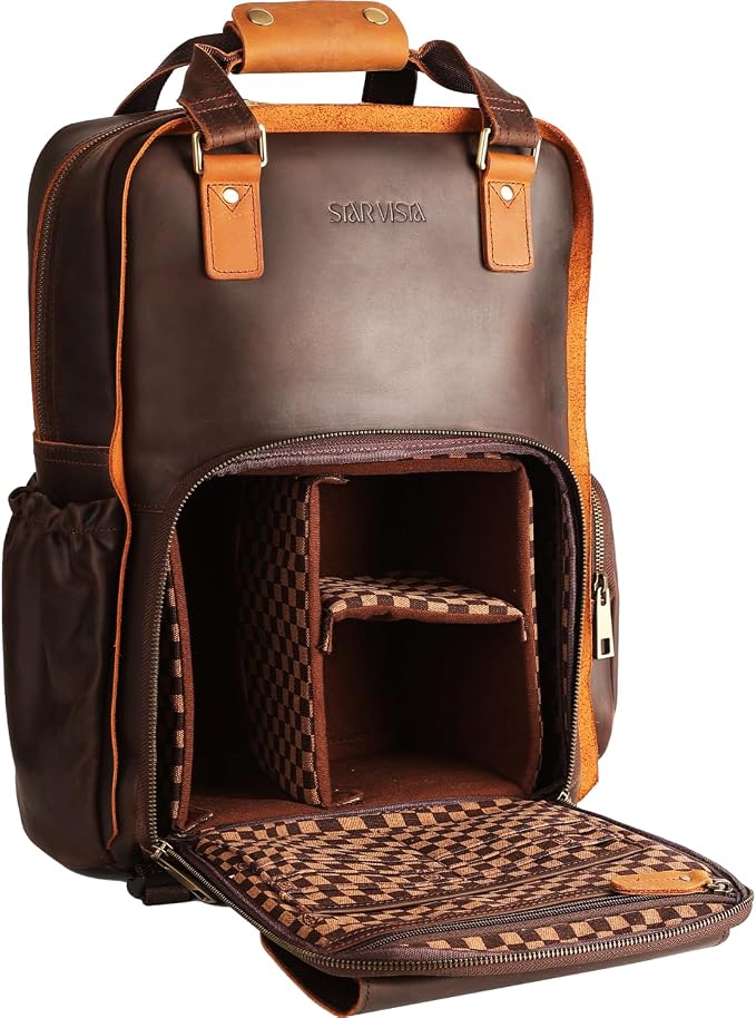 STAR VISTA Bernini Vintage Full Grain Leather Camera Backpack by STARVISTA