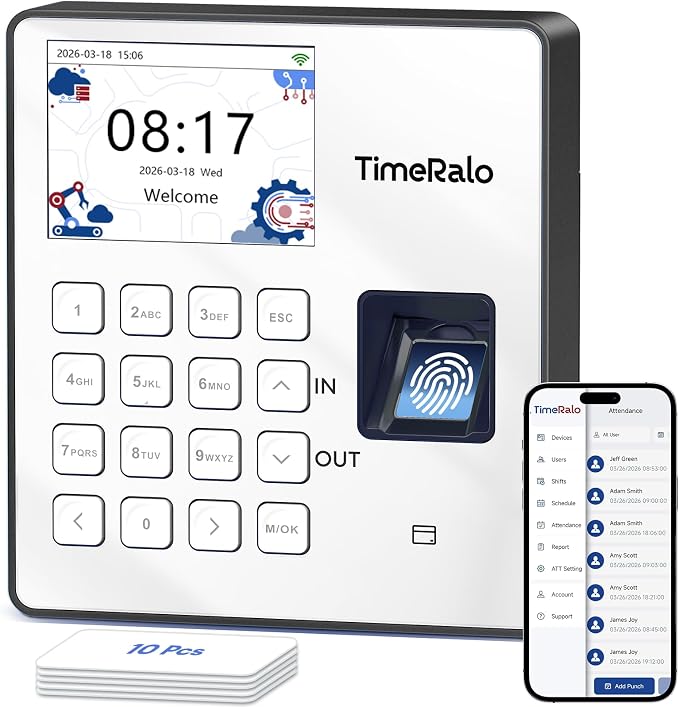 Cloud-Based Time Clock for Small Businesses, 3-in-1 Fingerprint Attendance by Unknown