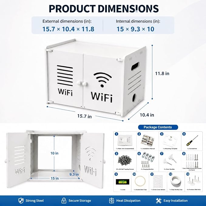 Dual Magnetic Door Router Box Hider, Wall Mount & Freestanding Use, WiFi Device - Image 2