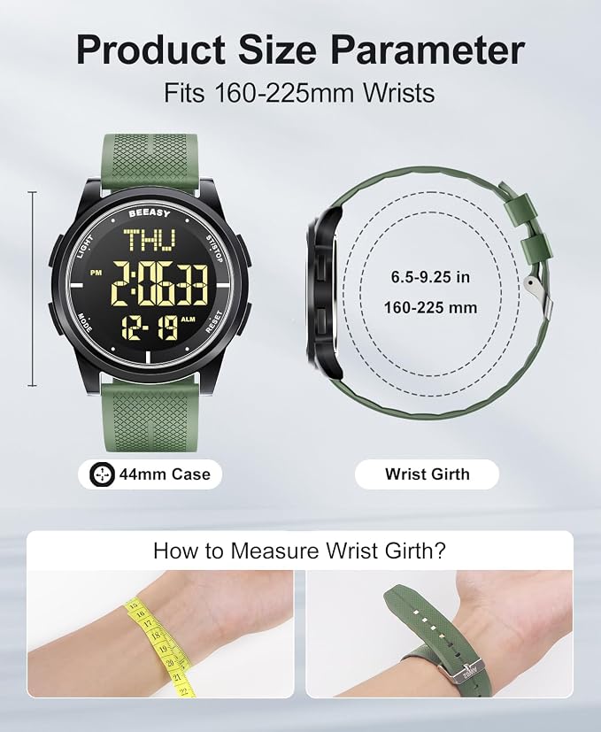 Beeasy Digital Watch for Men Women, 50M Waterproof, Ultra-Thin & Lightweight - Image 6