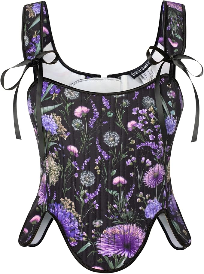 SCARLET DARKNESS Bustier Tops for Women Renaissance Floral Lace Up Bodyshaper by SCARLETDARKNESS