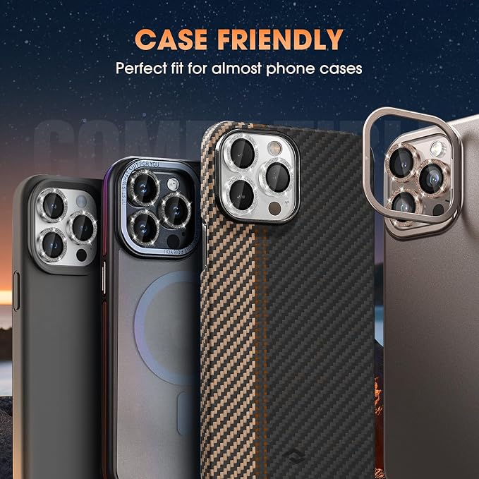for iPhone 16 Pro/16 Pro Max Camera Lens Protector Bling Individual Metal - Image 6